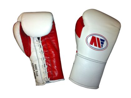 Main Event Boxing Pro Fight Punchers Gloves PFG 2000 Lace Up White and Red 10oz