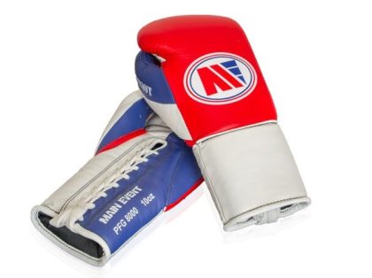 Main Event Boxing Patriot Pro Fight Leather Gloves Lace Up PFG 8000 Red with White and Blue